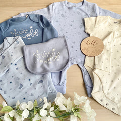 Baby Boy Baby Gift Hamper  (7 Items) Welcome to the World New Baby Gift
