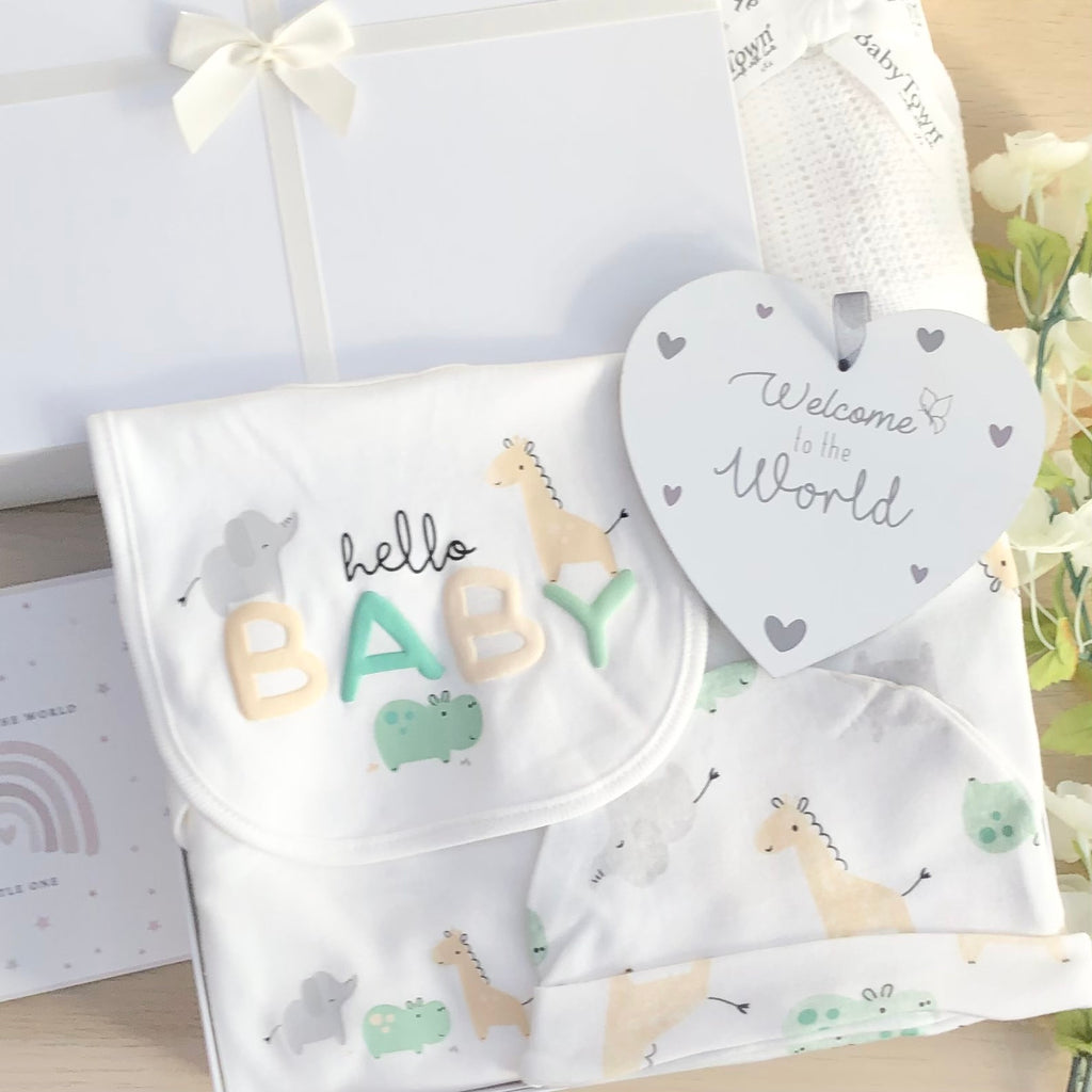 New Baby Hamper (7 Items) Hello New Baby Gift Set
