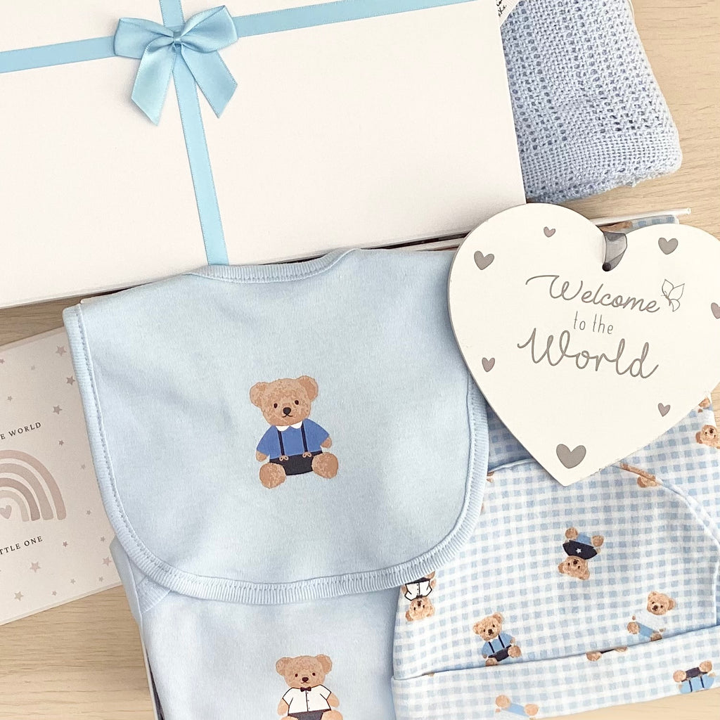 Baby Boy Baby Gift Hamper (7 Items) Little Ted New Baby Gift