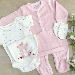 Baby Girl Gift Hamper (7 Items) - Teddy Bear New Baby Gift