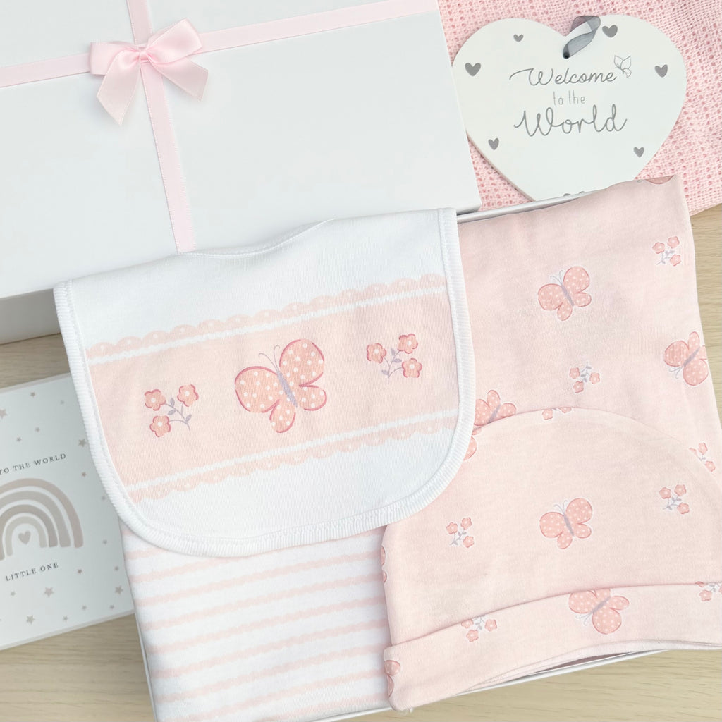 Baby Girl Gift Hamper (7 Items) - Butterfly New Baby Gift