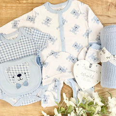 Baby Boy Baby Gift Hamper (7 Items) Teddy New Baby Gift