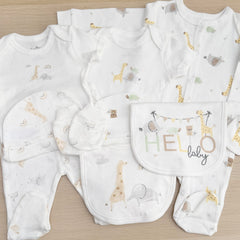 New Baby Gift Hamper (10 Items) Giraffe and Friends New Baby Gift Set