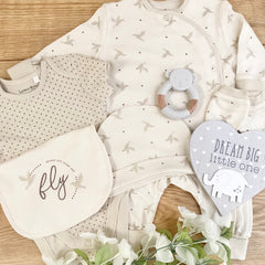 New Baby Gifts (7 Items) - Fly High 100% Organic Cotton New Baby Gift Set