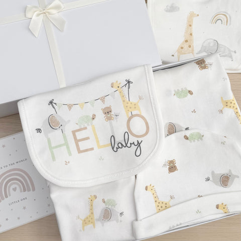 New Baby Gift Hamper (10 Items) Giraffe and Friends New Baby Gift Set