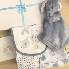 Baby Boy Baby Gift Hamper (7 Items) Bear and Bunny New Baby Gift