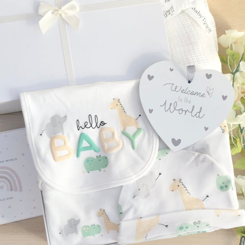 New Baby Hamper (7 Items) Hello New Baby Gift Set