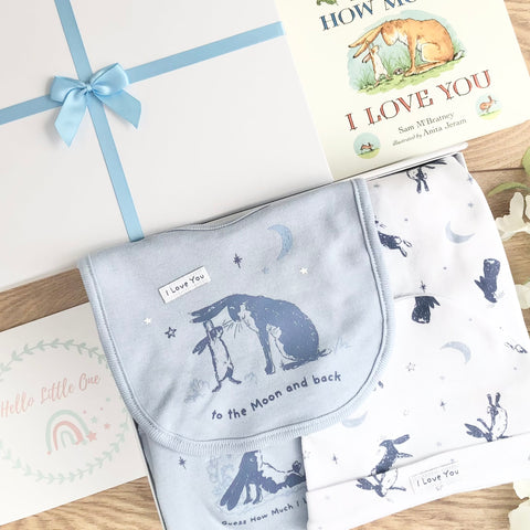 New Baby Boy Gift Hamper (6 Items) Guess How Much I Love You New Baby Gift
