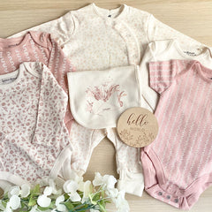 New baby girl gift hamper (7 Items) - Little Love  New Baby Gift