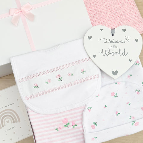 Baby Girl Gift Hamper (7 Items) - Little Rose New Baby Gift