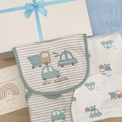 Baby Boy Gift Hamper (7 Items)  Beep Beep New Baby Gift