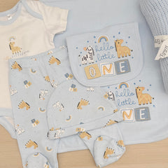New Baby Boy Baby Gift Hamper (6 Items) Hello Little one New Baby Gift