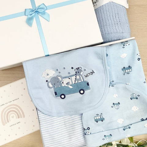 Baby Boy Gift Hamper (7 Items) Let's Go New Baby Gift