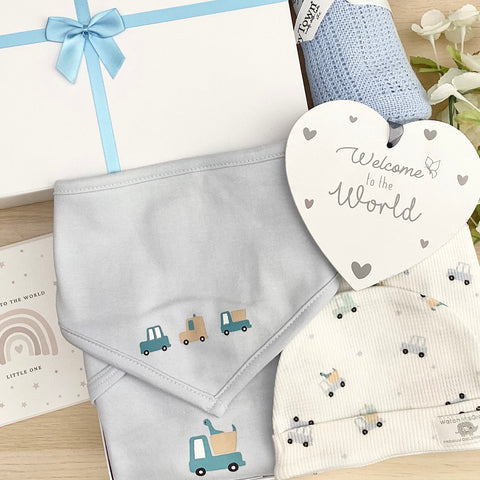 Baby Boy Gift Hamper (7 Items)  All Aboard New Baby Gift