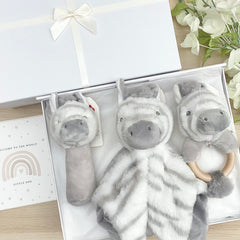 New Baby Gifts -  Zebra comforter & Rattle New Baby Gift Set